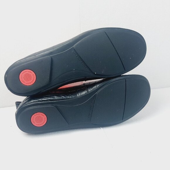 Fitflop Women's Black Allegro Leather Croco Ballet Pump Flats Size US 6.5 - Picture 9 of 12